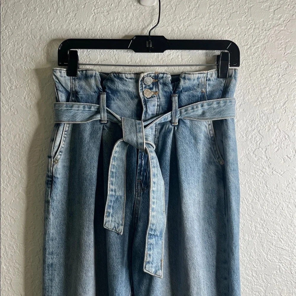 Anine Bing Jeans‎ Everly Paper Bag Waist High Rise Denim Women's Size 25 Blue